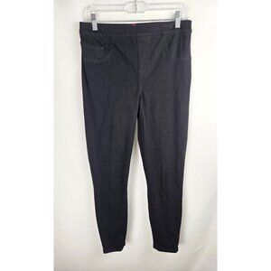 Spanx Black Ankle Jean Leggings Large Cotton Blend Stretch Slim Fit Slimming